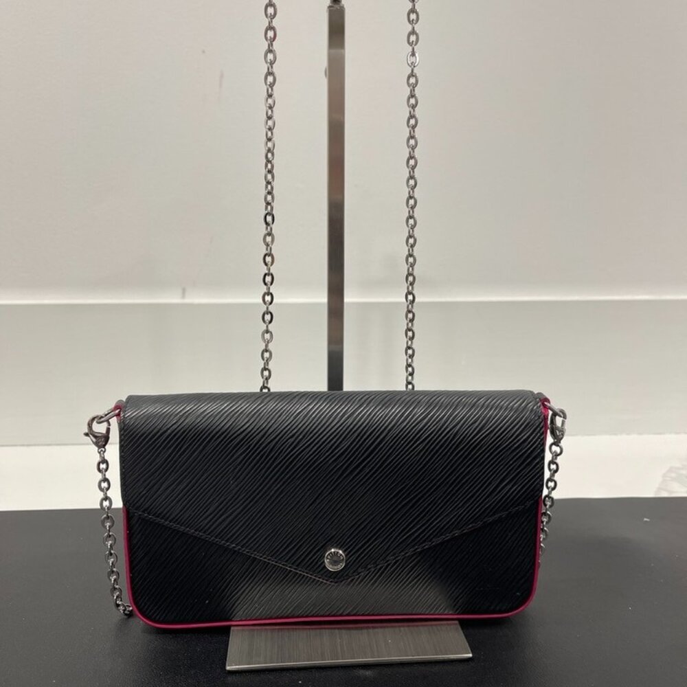 Louis Vuitton Epi Pochette Felicie Black Silver Chain Strap (141607)